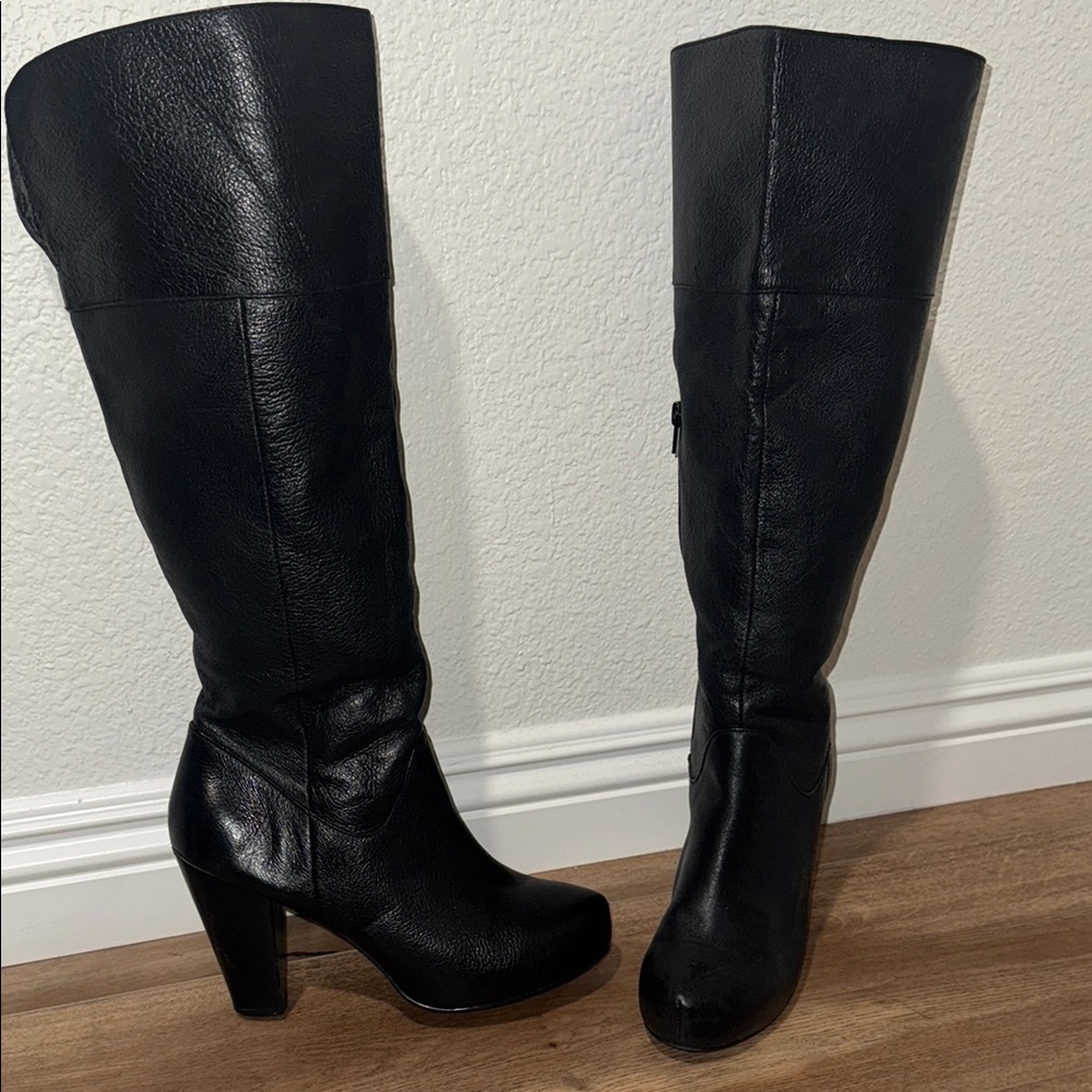 Steve Madden Black Heeled Boots with Chunky Block Heel